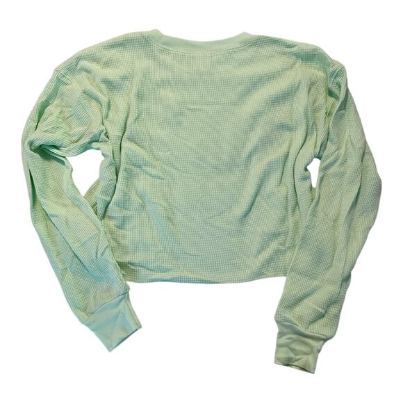 Aritzia TNA Green Waffle Crew Boxy Longsleeve - Size X Small Never Worn - Picture 2 of 3